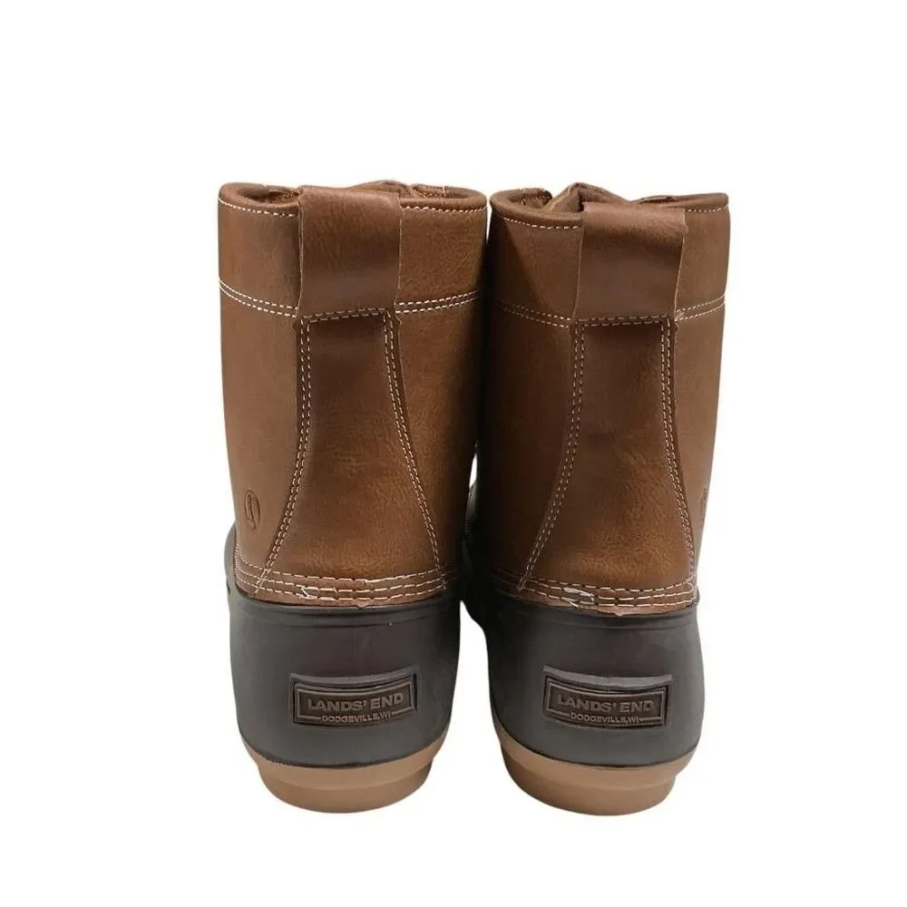 Lands End Haze Duck Boots Mens 12 Brown Water Resistant 3M Thinsulate Insulation